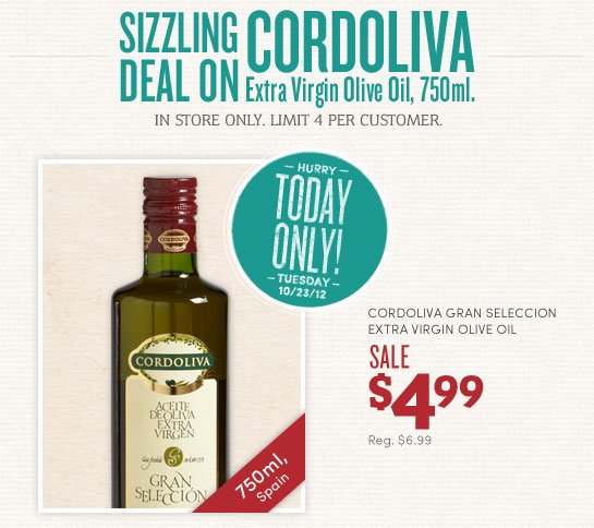 Cost Plus World Market – Extra Virgin Olive Oil (750 ml) $4.99 (Today Only)