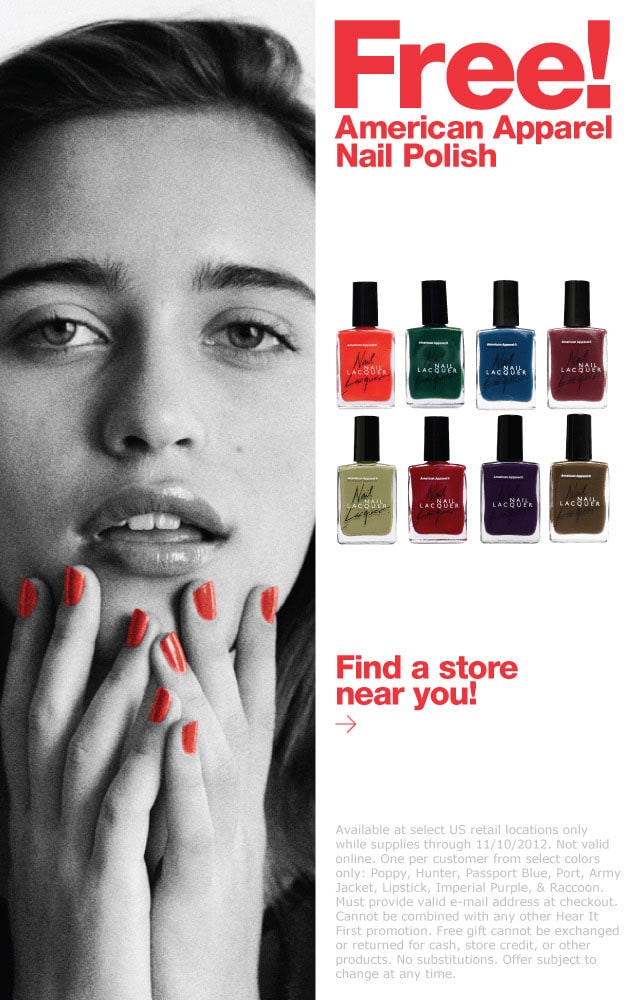 Free Nail Polish At American Apparel Stores