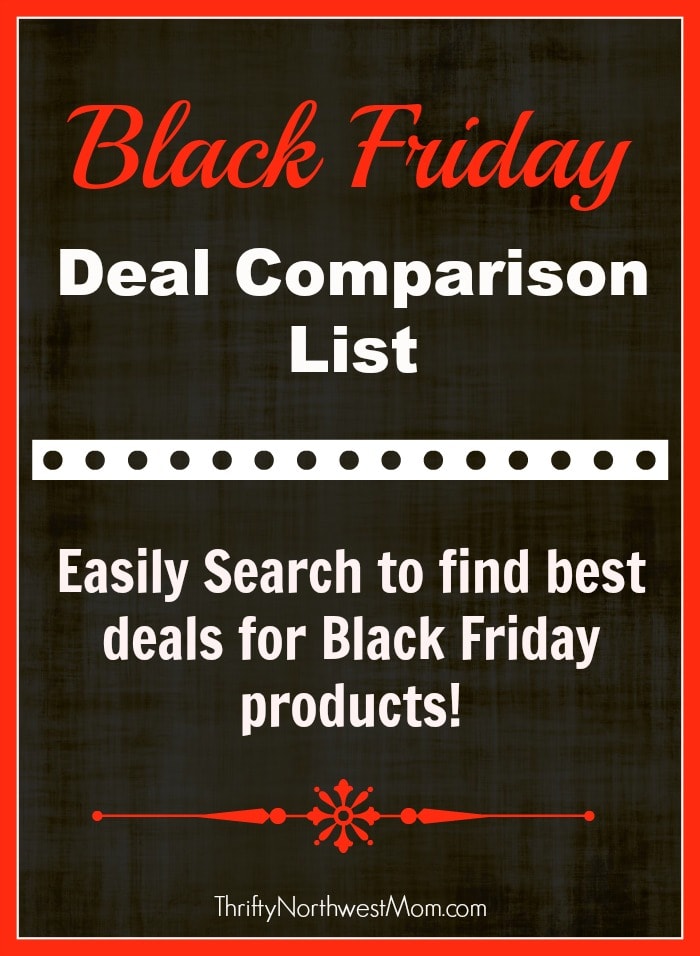 Black Friday Deal Comparison List