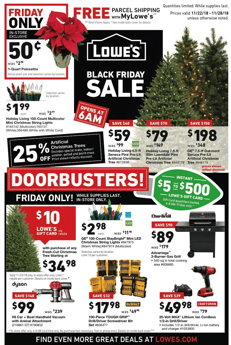 Lowes Black Friday Deals for 2018 Artificial Christmas Trees as low