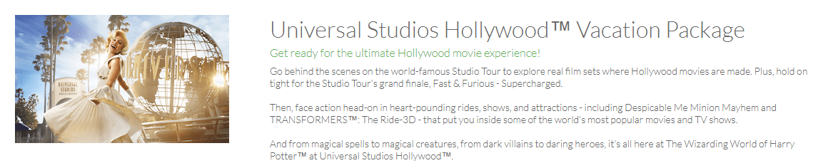 american express universal studios vacation packages