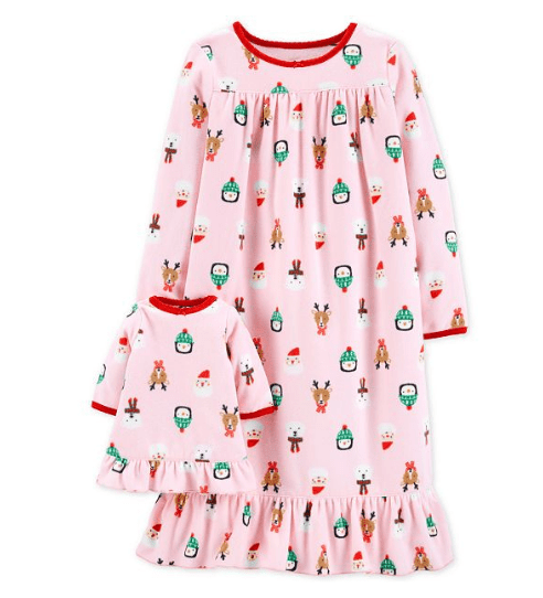 Carter's Toddler Girls Holiday-Print Nightgown Matching Doll Outfit $10 ...
