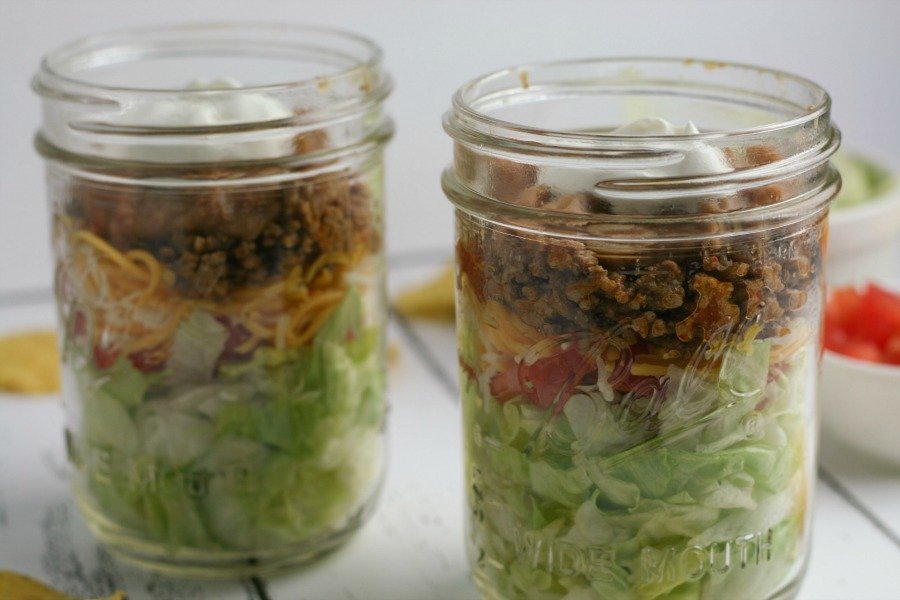 layered Taco Salad in a Jar - a perfect Mason Jar Recipe